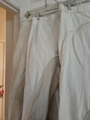 GOLDEN DRESS White Dressage Show Breeches. Full Leather Seat. 34 Long.