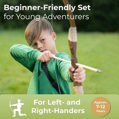 BOWRILLA Wooden Bow Arrow Set Kids 10 Arrows Outdoor Archery Toy for boys Girls