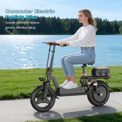 Electric Scooter with Seat Peak 1500W Motor Up to 25MPH 45 Miles Range 14″ US