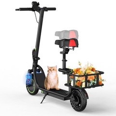 Foldable Electric Scooter with Seat & Basket, 17miles Max Range Front Suspension