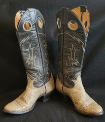 Rare Vintage Tony Lama Grey Bullhide Buckaroo Cowboy Boots-M 8 AA / W 9.5 Narrow