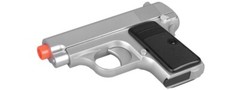 Spring-Powered Airsoft BB Pistol 2-In-1 Set Silver & Black Colors Lightweight