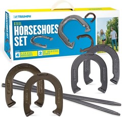 Gold & Silver Powder-Coated Horseshoe Game Set – Perfect for Backyard Gatherings