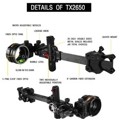 Archery Bow Sight 5Pin 0.019″ Carbon 4X 6X 8X Scope Lens Compound Bow Hunting