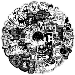 100Pcs Black and White Punk Kids Stickers Anime Cartoon Waterproof for Laptop