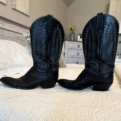 Dan Post Black Lizard Leather Upper Western Cowboy Boots Pointed Toe US Size 11