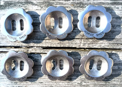 Jeremiah Watt Horse Shoe Conchos 1 3/4″ and 2″ Black Spotted Rosettes LOT OF 6