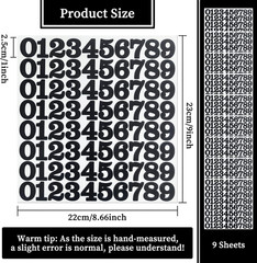 720 Numbers, 1 Inch Self Adhesive Vinyl 0-9 Number Decals Sticker for File,Paper