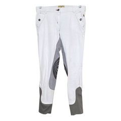 Devon-Aire White Dressage Full Suede Seat Silicone Grip Knee Patch Breeches 30