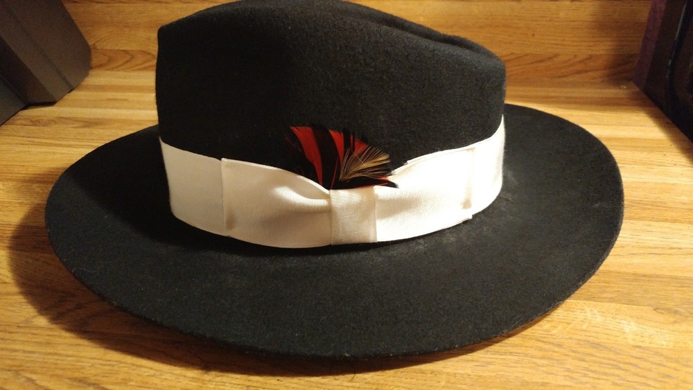 Philadelphia Rapid Transit Black Wool Felt Hat Western Leather Size L WPL 4384