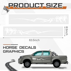 2 Pcs Horse Trailer Decals Stickers 63.5 x 8.5 Inch Self-Adhesive Car White