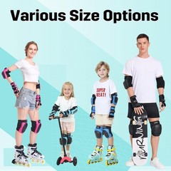 Lightweight 6-in-1 Knee Elbow Wrist Guard Set for Skateboarding & Roller Skating