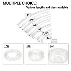 Clear Vinyl Tubing 1/2″ ID – 5/8″ OD -10 Ft 60PSI – Flexible Lightweight Plastic