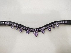 Antique Light Purple Crystal Leather Bridle Browband All Size & Color Available