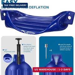 Boat Fenders 4 Pack 10 x 30 Inches Ribbed Twin Eyes Boat Fenders Bumpers for Doc