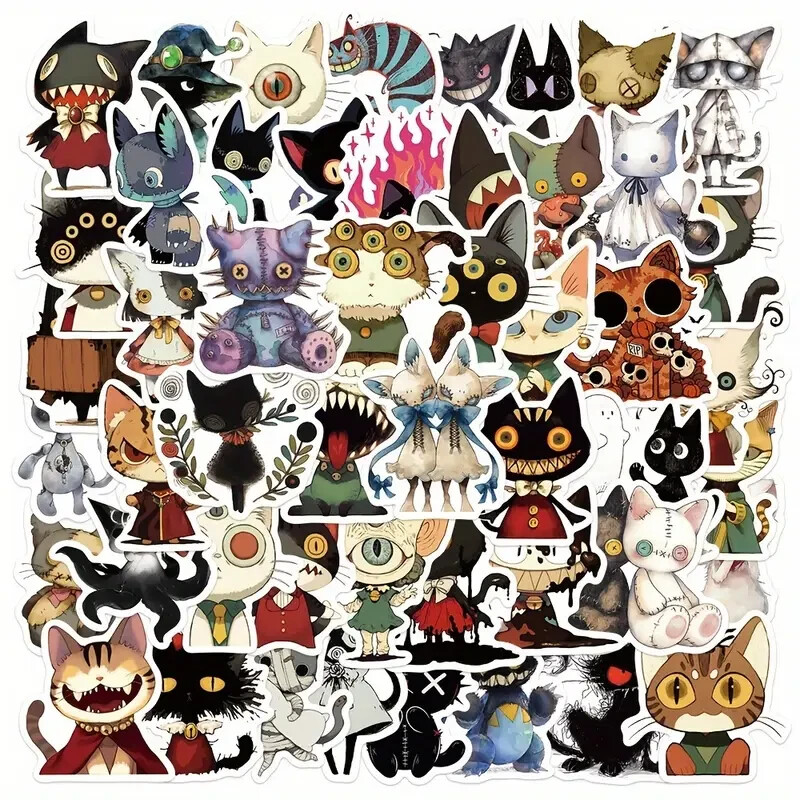 50 Pack of Crazy Cat Stickers for Laptop/Water Bottle/Phone Case/Tablet/Tumbler