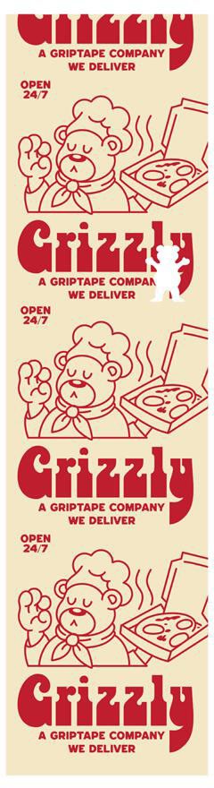 Grizzly Pizza By The Slice Skateboard Griptape Single Sheet 9 x 33