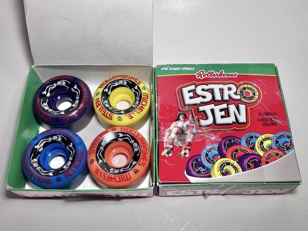 USED Lot of 2 RollerBones Estro Jen Michelle Steilen 57mm 101A Skate Wheels 8 Pc