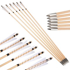 12pcs 32″ Wooden Arrows Feather Traditional Longbow Recurve Bow Archery Hunting