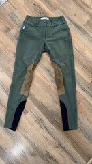 Green Tailored sportsman Front Zip Low Rise Boot Sock Trophy Hunter Breeches 24R