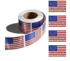 30Pcs Glitter American Flag USA Patriotic Adhesive Label Waterproof Stickers