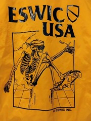 ESWIC USA Skate Windbreaker Yellow Graphic Skeleton Shredding Adult Med Lined