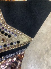 Western Show Women’s Horse Riding Shirt Shiny Animal Print W/ Jewels Very Flashy