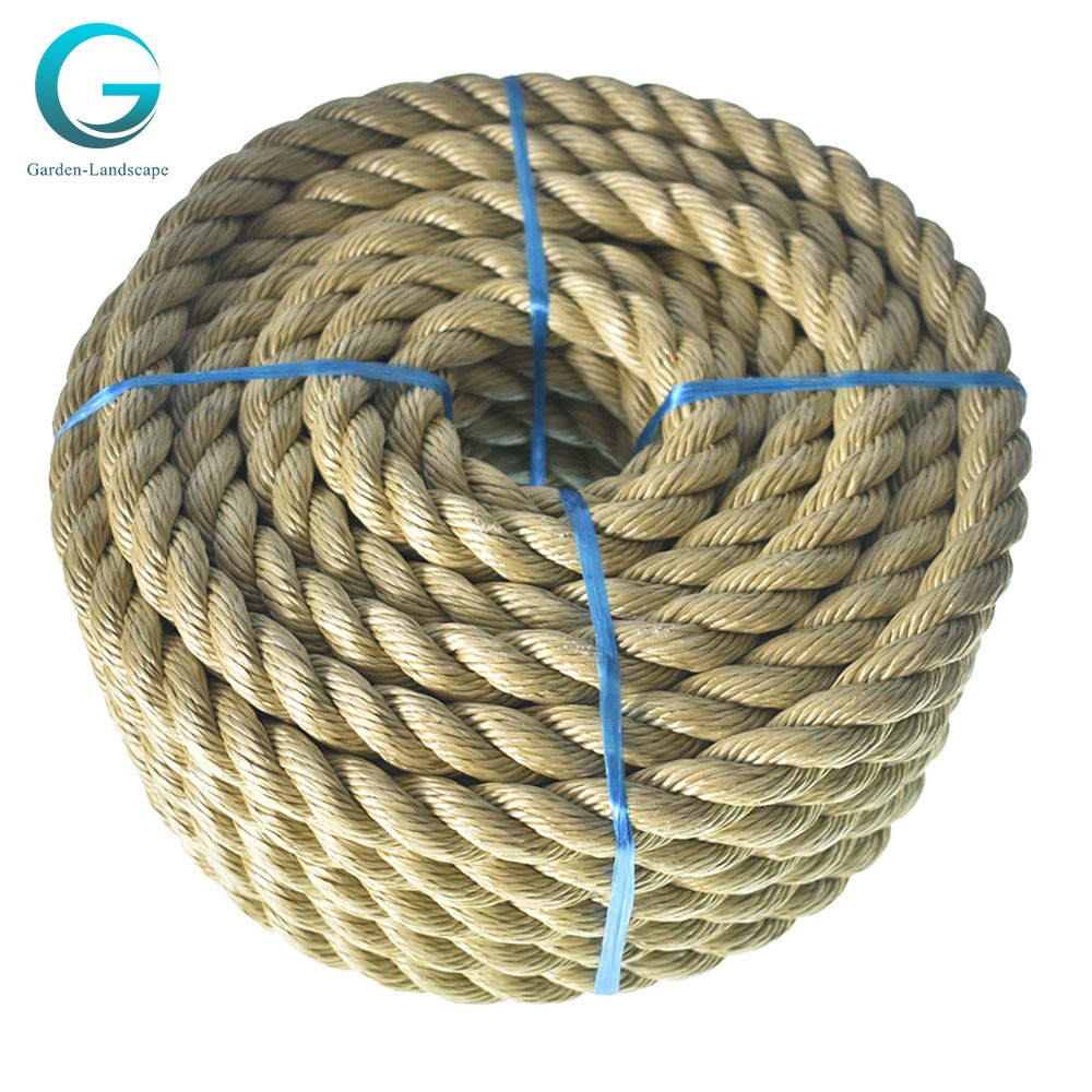 3/4 Inch × 50 Feet Manila Rope 3 Strand Twisted PP Wear Resistant Rope