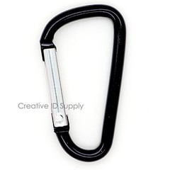 NEW 1-7/8″ BLACK CARABINER D-RING SPRING BELT CLIP KEY CHAIN ALUMINUM HOOK