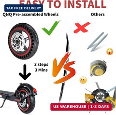 8.5» Electric Scooter Replacement Rear Wheel – Solid Tire with Wheel Hub & 110m