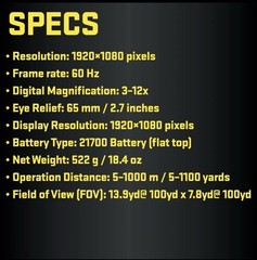 TenPoint DNT Optics Vision HD 3-12X Digital Rangefinding Crossbow Scope