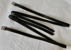 AMERIGO 150cm / 59″ Stirrup Leathers BLACK Italian CALFSKIN~No Strtech~GREAT CON