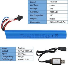 Rechargeable 7.4V 2000mAh LiPo Battery Pack for Airsoft Gel Blasters – 2 Pack