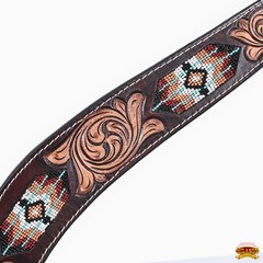 Hilason Horse Floral Hand Carved American Leather Breast Collar Headstall W/