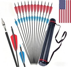 12/24X Arrows Quiver Archery Shooting Hunting Compound Recurve Bow Tip Target