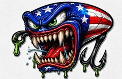 Bait Fishing American Flag Lure Trout Sticker Bass Fishing Decal Boat Tackle Box