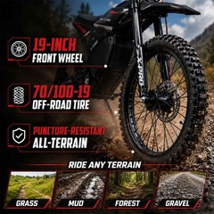 X-PRO DRAX X PRO Electric Dirt Pit Bike 72V/30AH 19″/17″ Wheels for Teens Adults