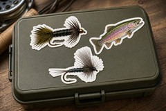 Fly Fishing Blue Wing Dry Fly Trout Sticker Rainbow Brown Brook Trout Decal