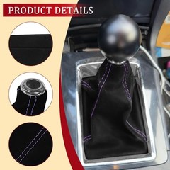 Car Shift Boot Cover, Stick Shift Cover, Suede Leather Manual Black Purple