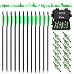 Hunting 20″ Crossbow Bolts Arrows or 100gr Broadhead or Lighted Nock Shooting