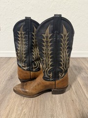 Tony Lama 1150 Men’s US 8 Western Cowboy Boots Brown Vamp Black Shaft