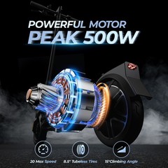 Electric Scooter Adults 10in Pneumatic Tires 500W Motor 19 Miles Range UL2272