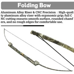 58″ Folding Bow Portable Recurve Bow 35lbs RH/LH Archery Hunting Outdoor Use