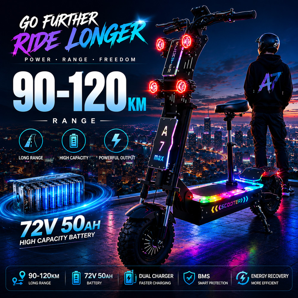 GleeRide A7 Max 10000W Electric Scooter 72V50A Dual Motor Off Road E-Scooter