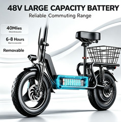 Electric Scooter with Seat Peak 1500W Motor Up to 25MPH 45Miles Range 14″