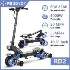 Reddydy 2500W*2 Motors 60V 25Ah Electric Scooter Foldable 10.5″ E-Scooter 50MPH