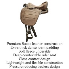 Western Treeless OG Suede Leather Horse Riding Endurance Saddle w Cinch Stirrup