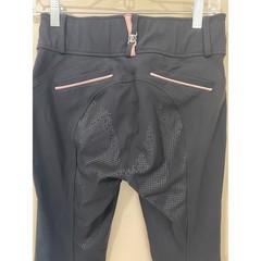 B Vertigo Size 24 Navy Blue Pink Full Seat Silicone Grip Equestrian Breeches