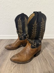 Tony Lama 1150 Men’s US 8 Western Cowboy Boots Brown Vamp Black Shaft