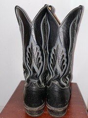 TONY LAMA COWBOY WESTERN BOOT LIZARD LOWER BLACK Sz. 8.5D Men Style 8539